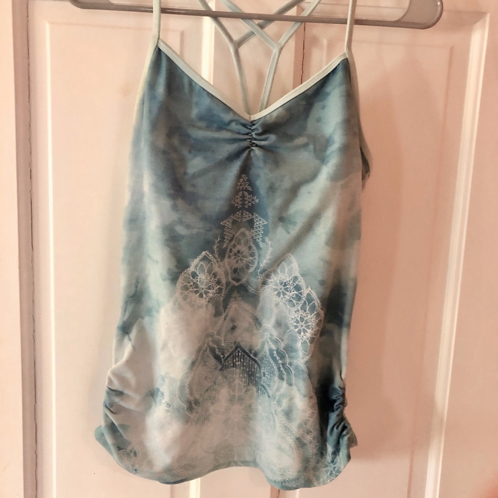 PrAna yoga workout tank S blue turquoise